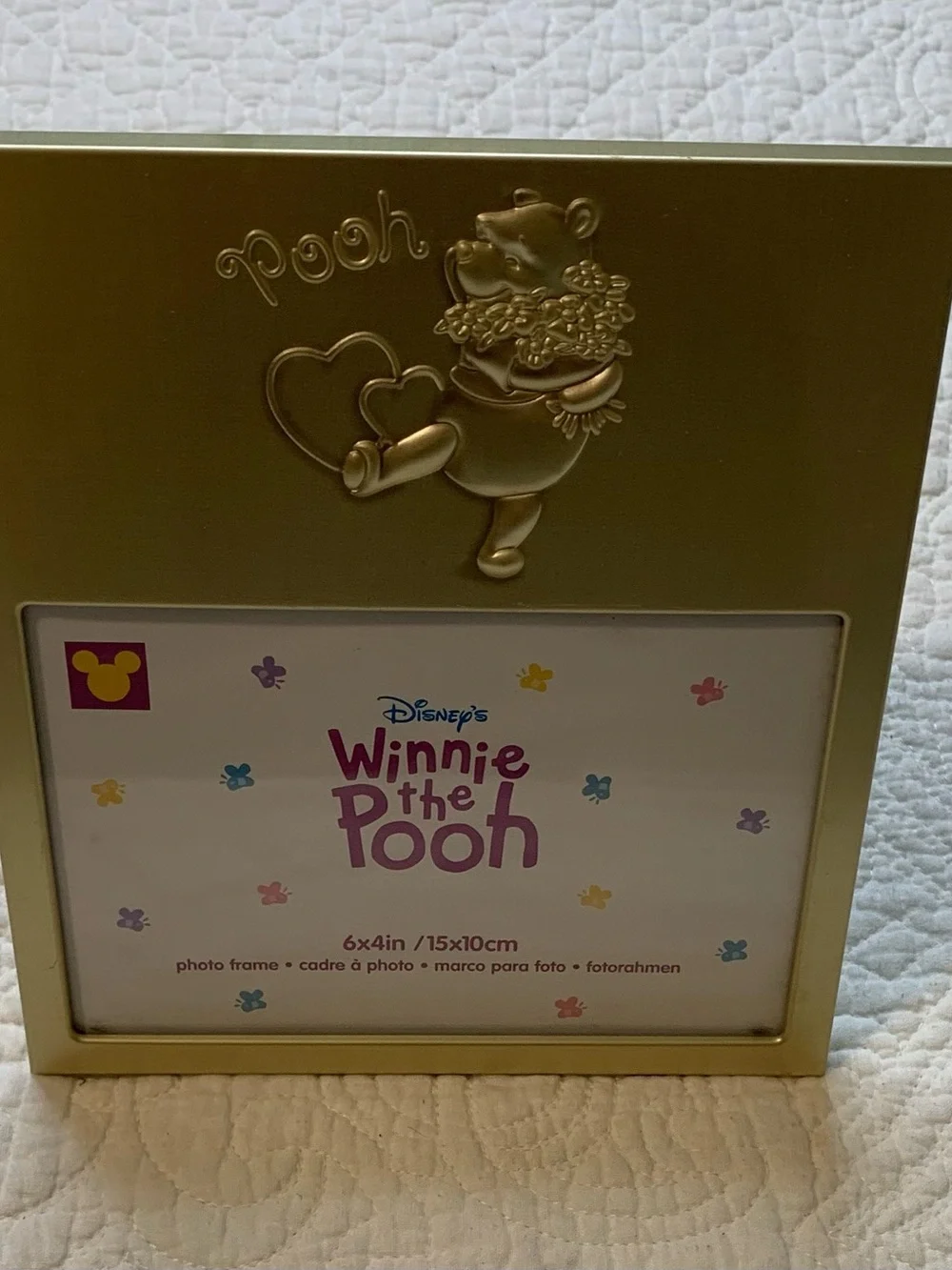 Vinetage 1999 Disney Winnie the Pooh Metal Gold Tone 6 X 4 Frame